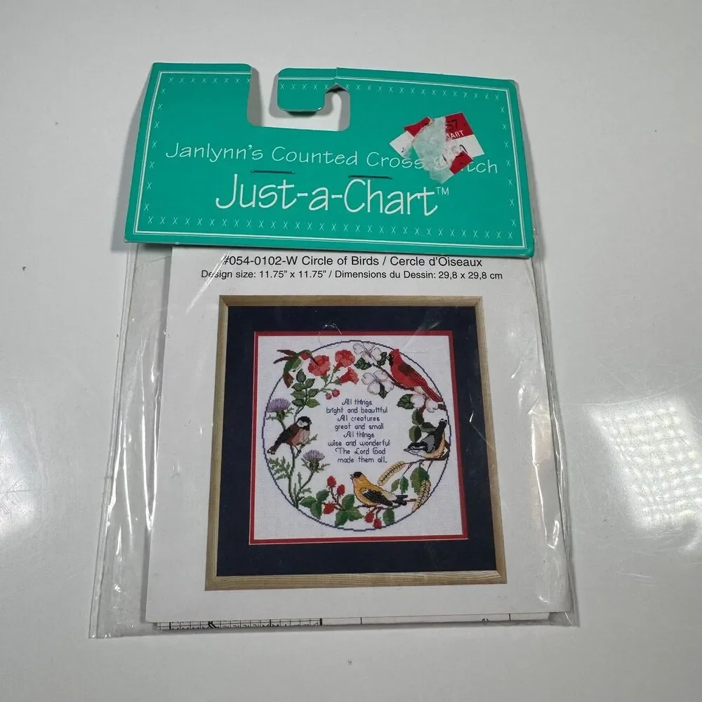 Janlynn's Just A Chart Counted Cross Stitch Pattern NOS Circle of Birds SEALED